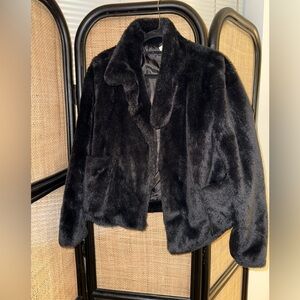 Short black faux fur jacket